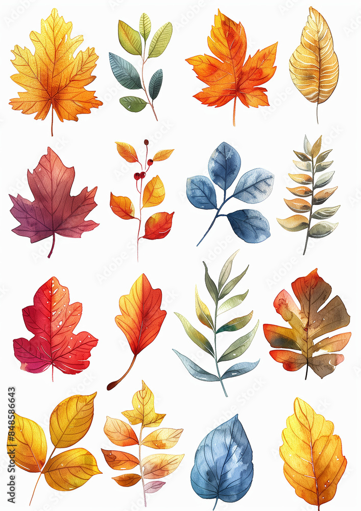 Seamless Autumn Leaves Pattern Set with Vector Illustrations Seamless Autumn Leaves Pattern Set with Vector Illustrations