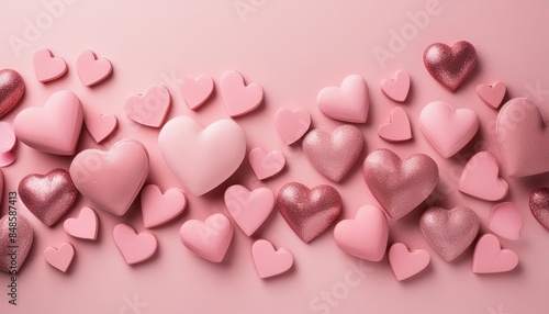 valentine s day background pink hearts on pastel pink background valentines day concept flat lay top view copy space © Fletcher