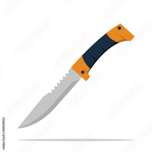 Hunting knife concept. hunting knife isolated on background. cutting tool, cutting knife or kitchen knife, combat, hunting dagger. flat Vector illustration on background.