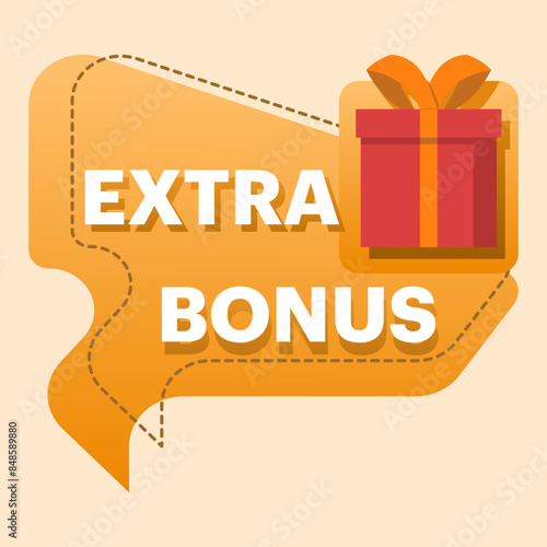 Extra Bonus Label concept for promo design. Discounts, extra bonuses, surprise banners. vector illustration with gifts. Modern Web Banner, Element with Surprise gift box for marketing promotion design