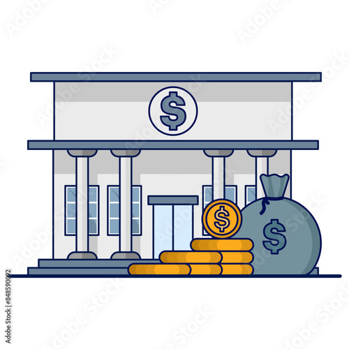 Finance and savings concept. bank, money, vector icon for saving money, preparing retirement funds in old age. The flat design is suitable for various purposes. money vector and in flat style.