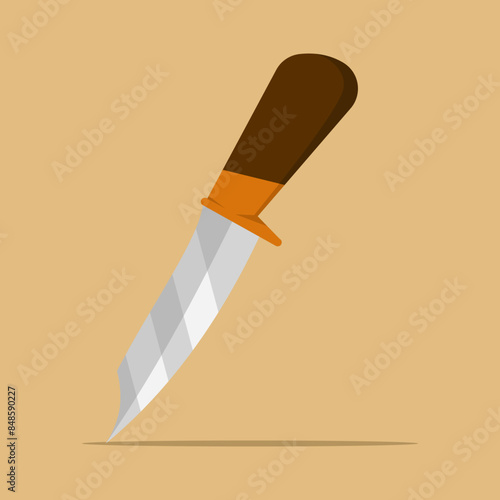 Hunting knife concept. hunting knife isolated on background. cutting tool, cutting knife or kitchen knife, combat, hunting dagger. flat Vector illustration on background.