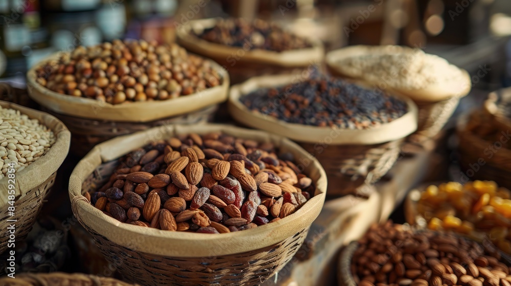 Fototapeta premium Dried fruit includes almonds