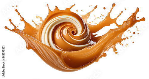 Caramel and Cream Swirl Splash Artwork Isolated PNG