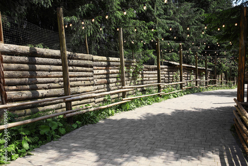 View of alley with wooden f...