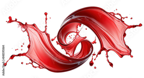 Abstract Red Paint Swirl Splash Effect Isolated PNG