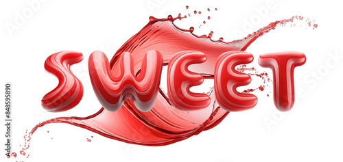 Sweet Red Splash Typography Design Isolated PNG