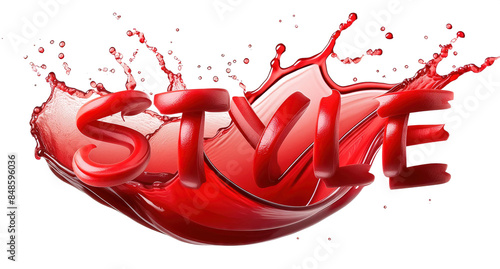 Red Liquid Splash with Style Typography Isolated PNG