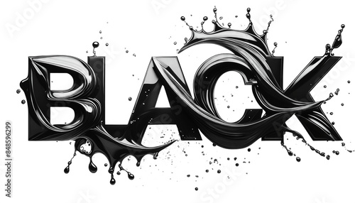 Bold Black Typography with Paint Splashes Isolated PNG
