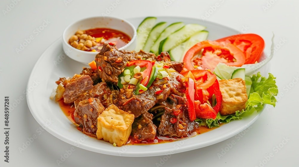 Spicy Beef and Tofu Stir-Fry with Fresh Vegetables Spicy Beef and Tofu Stir-Fry with Fresh Vegetables