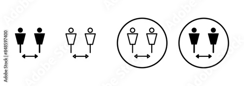 Social distancing icon vector isolated on white background. Keep distance sign. Coronavirus. Social Distancing and Self Quarantine.