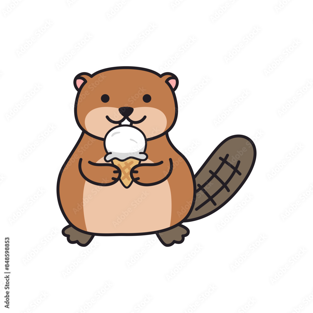 Fototapeta premium Cute beaver illustration
