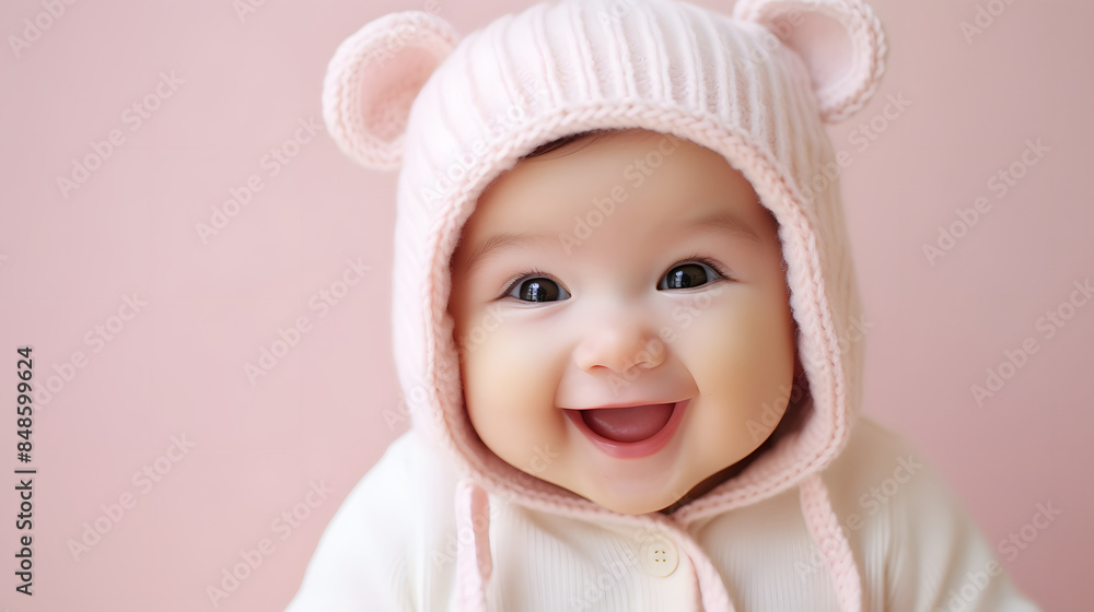 smiling baby on pink background smiling baby on pink background