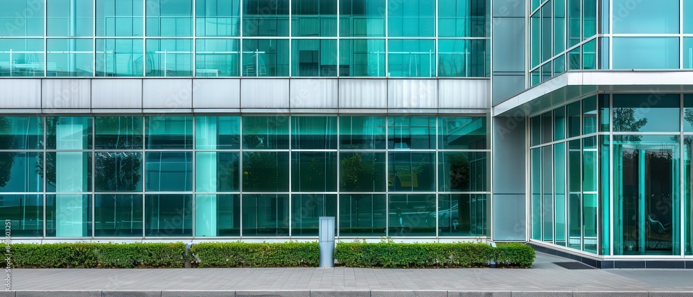 modern glass skyscraper in the city with steel facade, reflecting the sky and street modern glass skyscraper in the city with steel facade, reflecting the sky and street