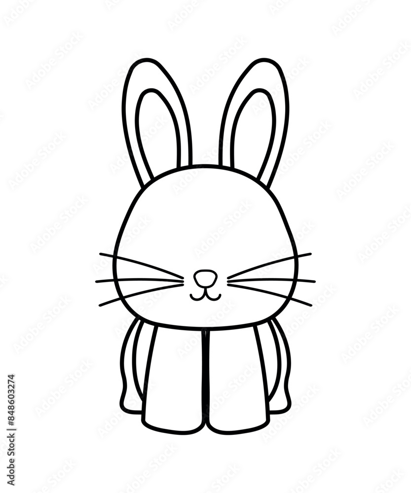 Cute Rabbit in Black Line Drawing Pet Animal Cartoon Vector Illustration Cute Rabbit in Black Line Drawing Pet Animal Cartoon Vector Illustration