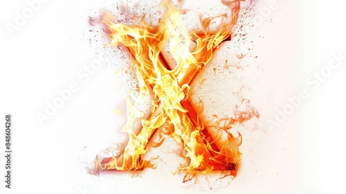 Letter X made by fire on white background UHD wallpaper