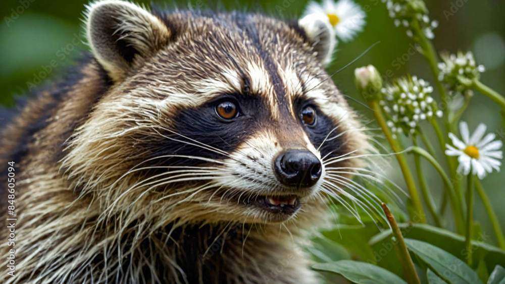 Curious Raccoon in Natural Habitat Exploration Curious Raccoon in Natural Habitat Exploration