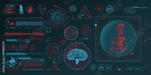 Vector data elements for sci-fi interface infographics.