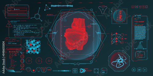 Vector data elements for sci-fi interface infographics.