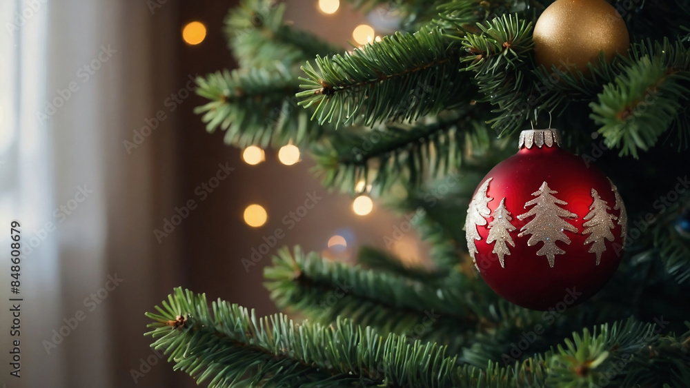 Fototapeta premium christmas, christmas tree, ornament, decorations, , pine needles, pine tree, gifts, traditions, family, 