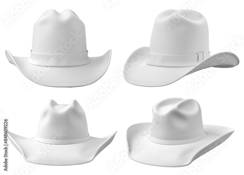 Obraz na płótnie Four white cowboy hats from different angles w salonie