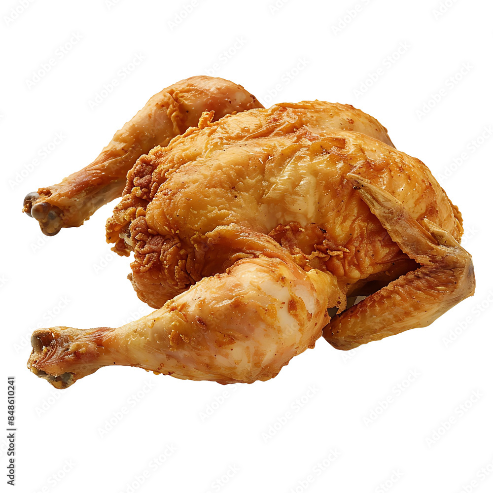 A crispy golden brown whole fried chicken A crispy golden brown whole fried chicken
