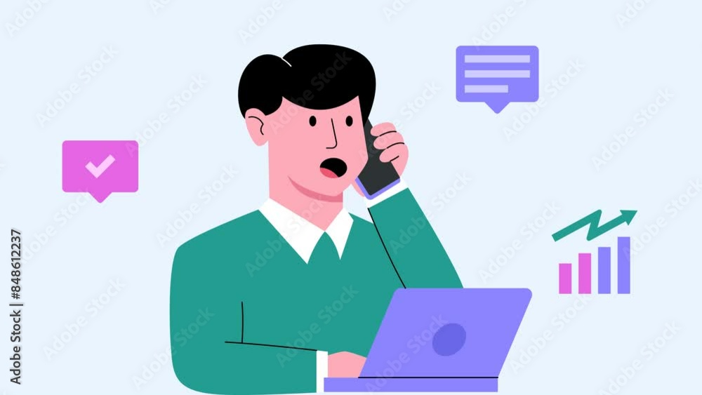 Businessman Employee Worker Calling Call Animation with Smartphone Graphic Chart Statistic Analytic - Success Leader Man Communication
Businessman Employee Worker Calling Call Animation with Smartphone Graphic Chart Statistic Analytic - Success Leader Man Communication