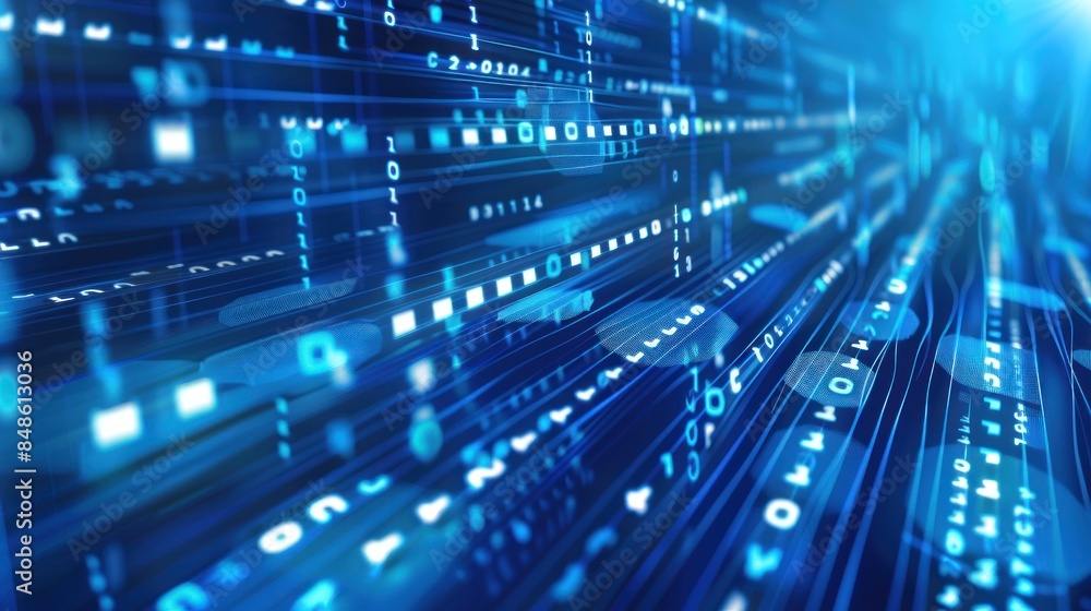 Digital data flow, data transfer speed. Future digital concept, coding Digital data flow, data transfer speed. Future digital concept, coding