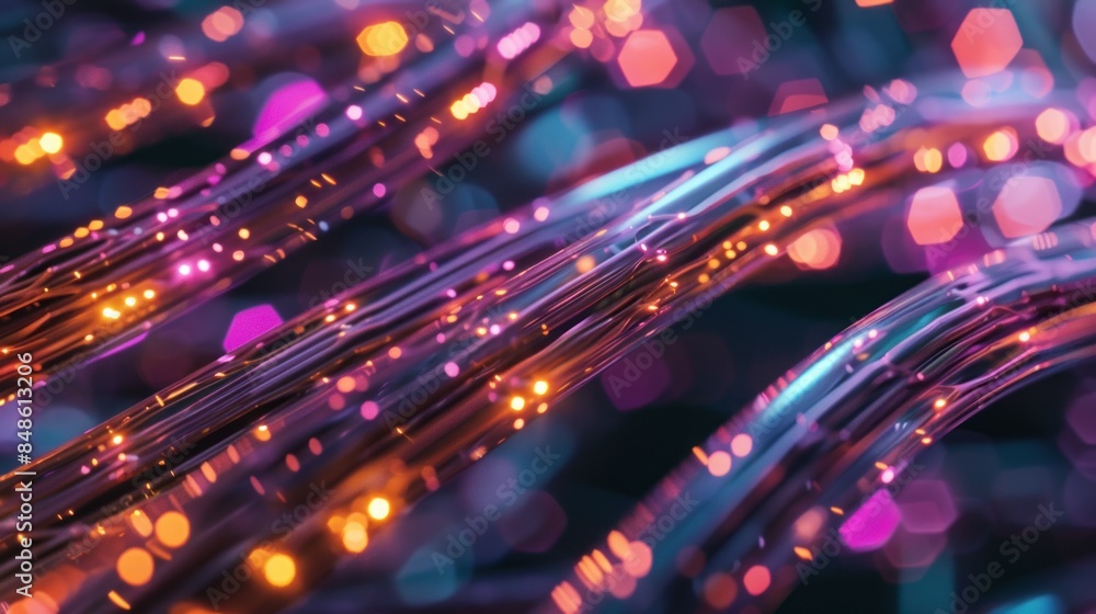 Fototapeta premium fiber optic network cable. fiber optic