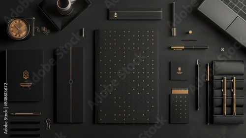 Black and Gold Stationery Mockup