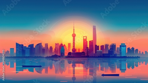 Shanghai Skyline at Sunrise