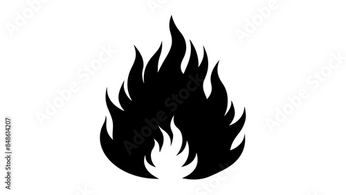 Fiery flames illuminate the darkness. Blazing fire against a dark backdrop. Flames flicker against a dark backdrop.