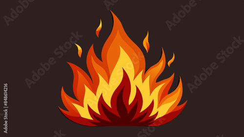 Fiery flames illuminate the darkness. Blazing fire against a dark backdrop. Flames flicker against a dark backdrop.
