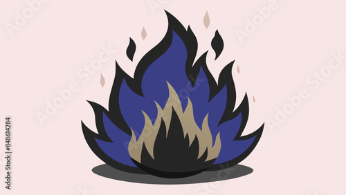 Fiery flames illuminate the darkness. Blazing fire against a dark backdrop. Flames flicker against a dark backdrop.