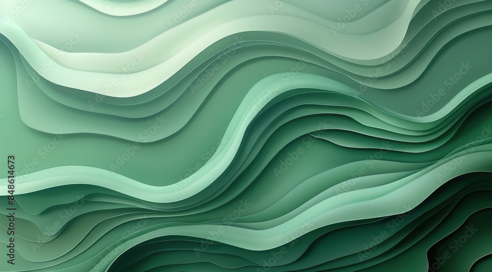 Fototapeta premium Abstract Green Wavy Paper Background