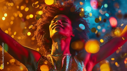 Woman showered with gold coins symbolizing Financial Freedom in a bright photo