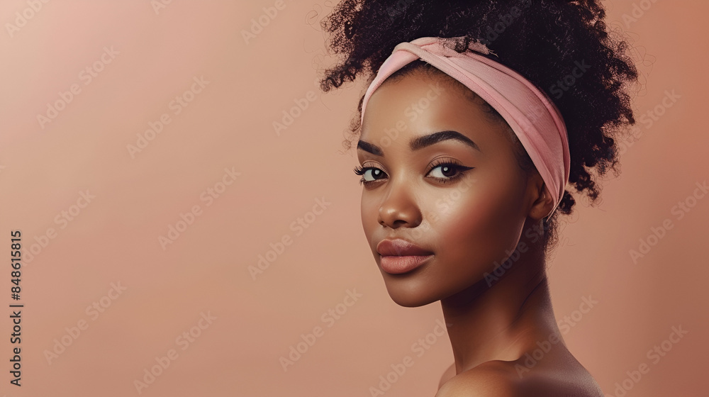 Elegant Portrait of a Young Woman with Headband, Beautiful Young Woman with Natural Makeup Elegant Portrait of a Young Woman with Headband, Beautiful Young Woman with Natural Makeup