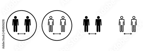 Social distance icon set. social distancing icon. self quarantine sign