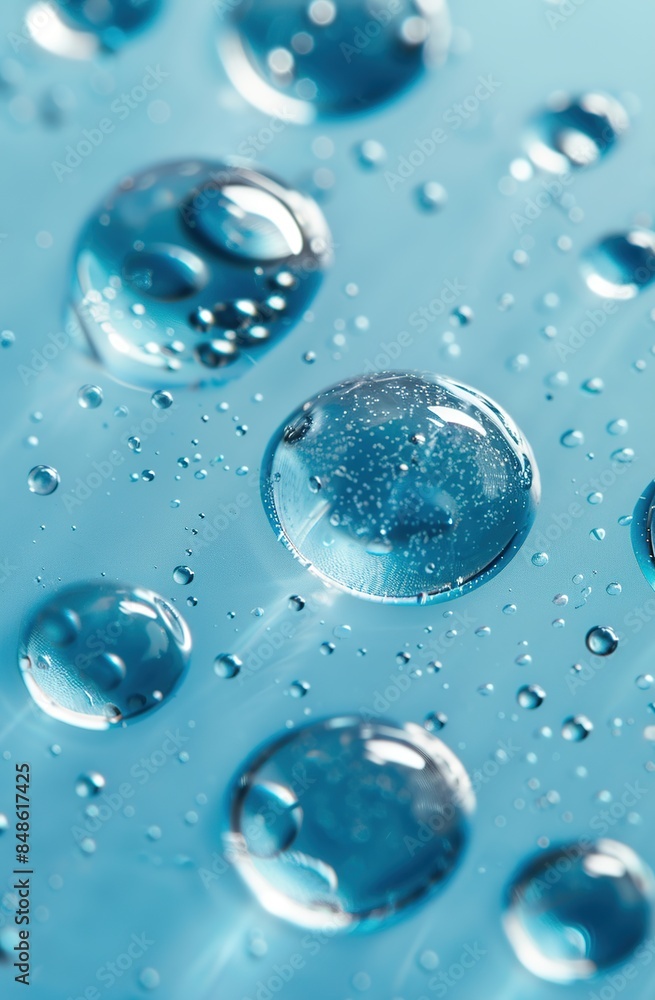clear blue water droplets on blue background clear blue water droplets on blue background