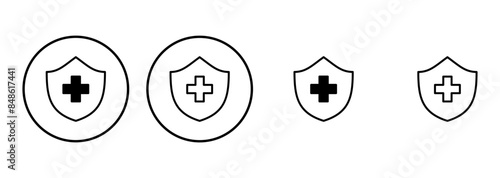 Health insurance icon set. Insurance health document icon