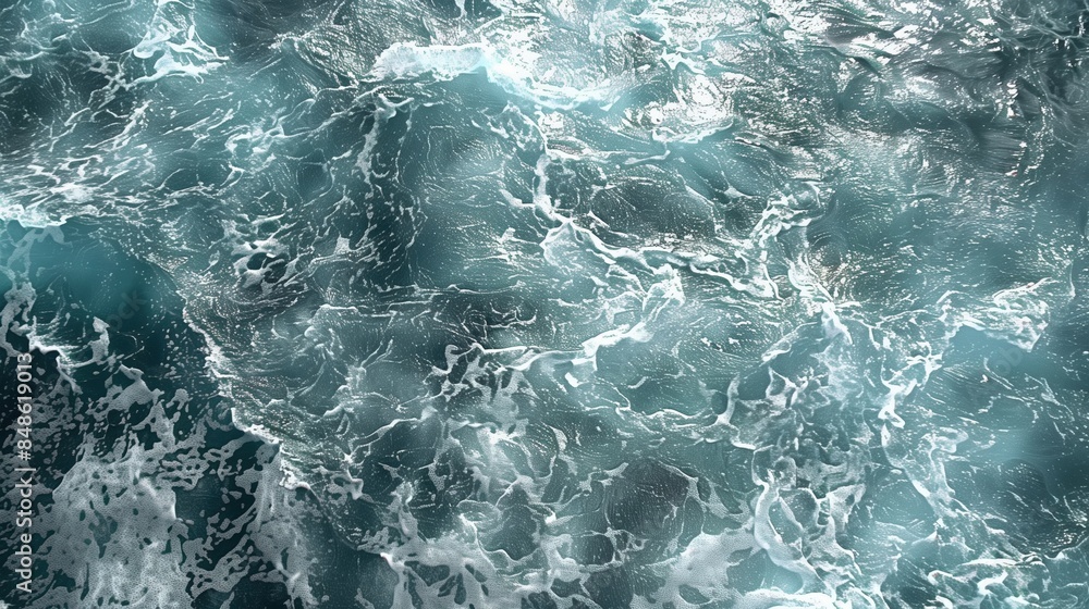 Fototapeta premium Abstract turbulent ocean waves water surface texture. Background, wallpaper, poster, banner design with copyspace