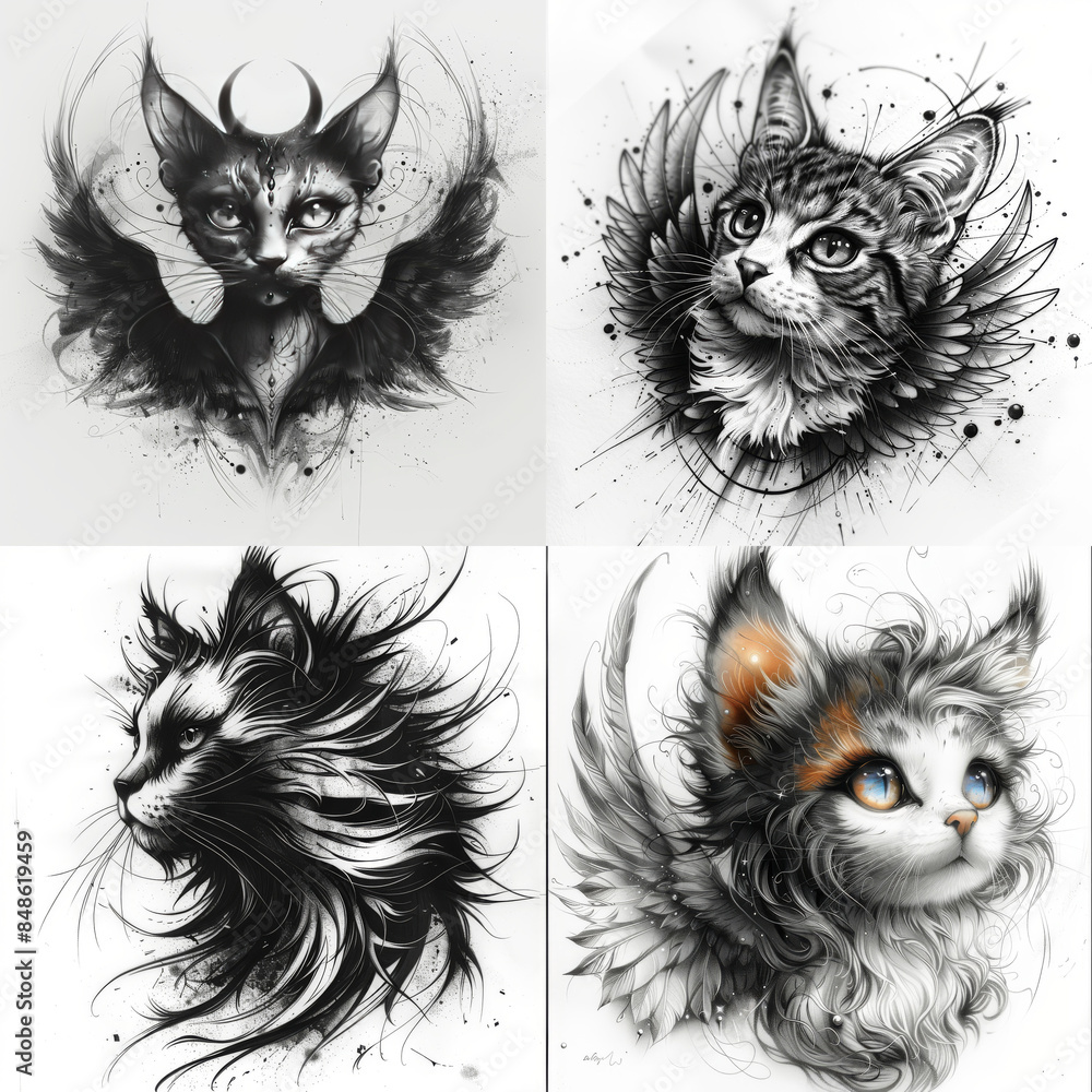 Obraz premium Magical cat tattoo idea