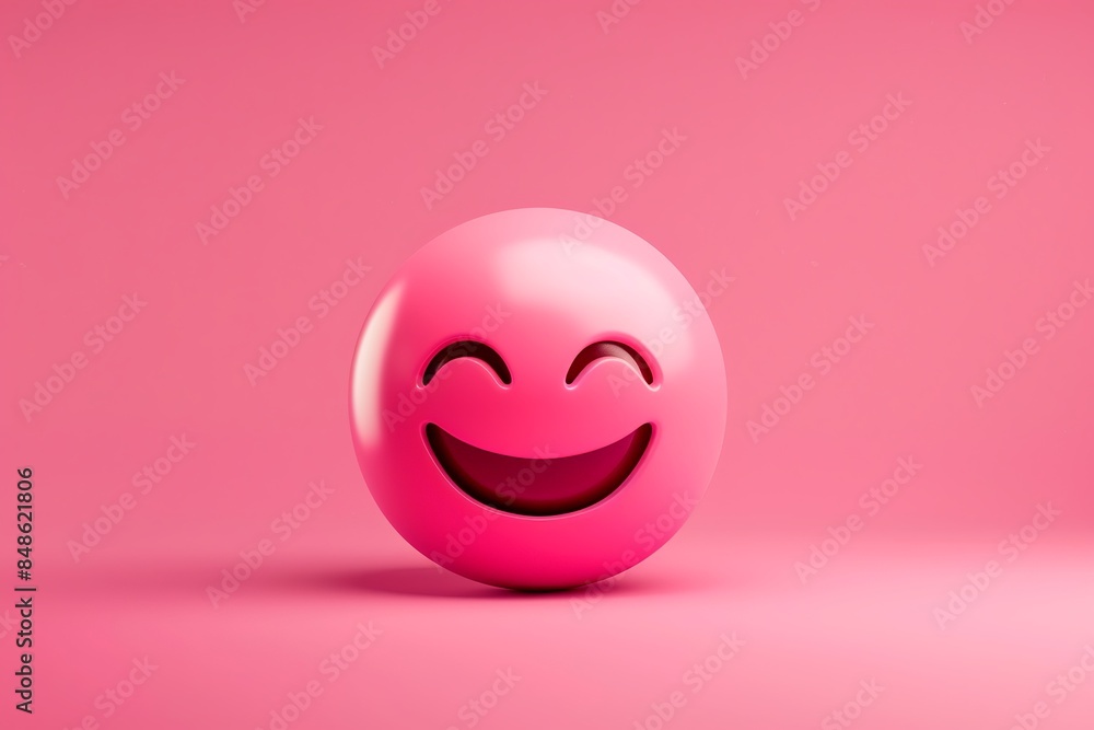 pink cute 3D emoji icon face on vibrant pink background pink cute 3D emoji icon face on vibrant pink background