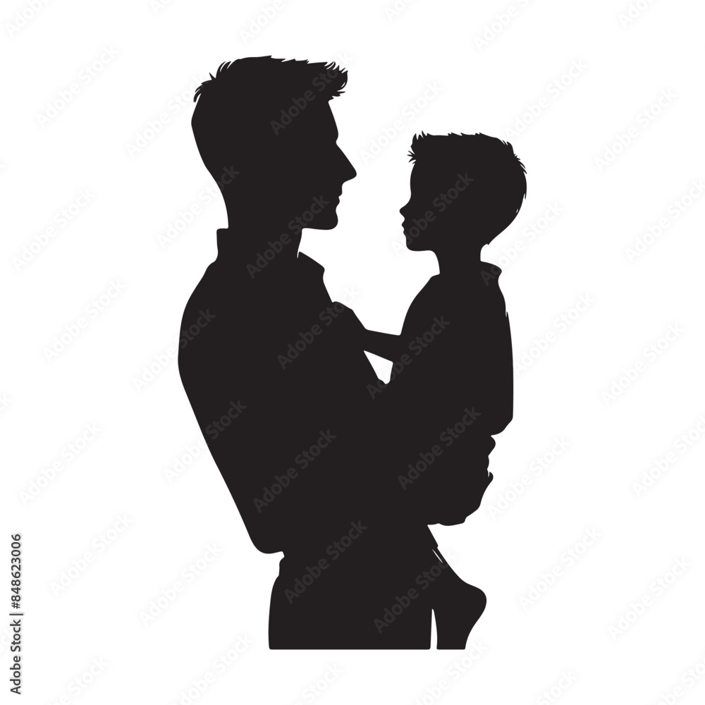 Silhouette of father and son. Vector isolated illustration Silhouette of father and son. Vector isolated illustration