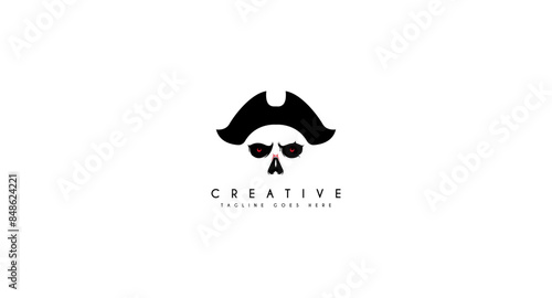 Pirate Hat logo design vector illustration.