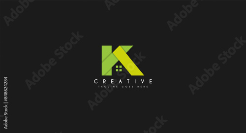 Initial Letter K house home logo design vector illustration.