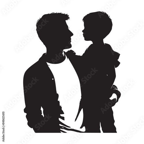 Silhouette of father and son. Vector isolated illustration