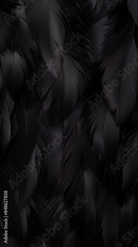 Pattern Background Abstract Image, Black Bird Feathers, Texture, Wallpaper, Background, Cell Phone Cover and Screen, Smartphone, Computer, Laptop, Format 9:16 and 16:9 - PNG