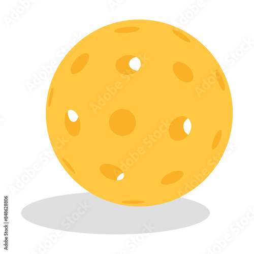 Pickleball yellow - Flat Vector Illustration - pickle ball equipment concept 