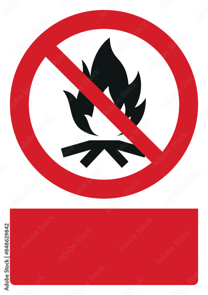iso prohibition safety signs v2 no campfire your custom message here portrait size a4/a3/a2/a1	
